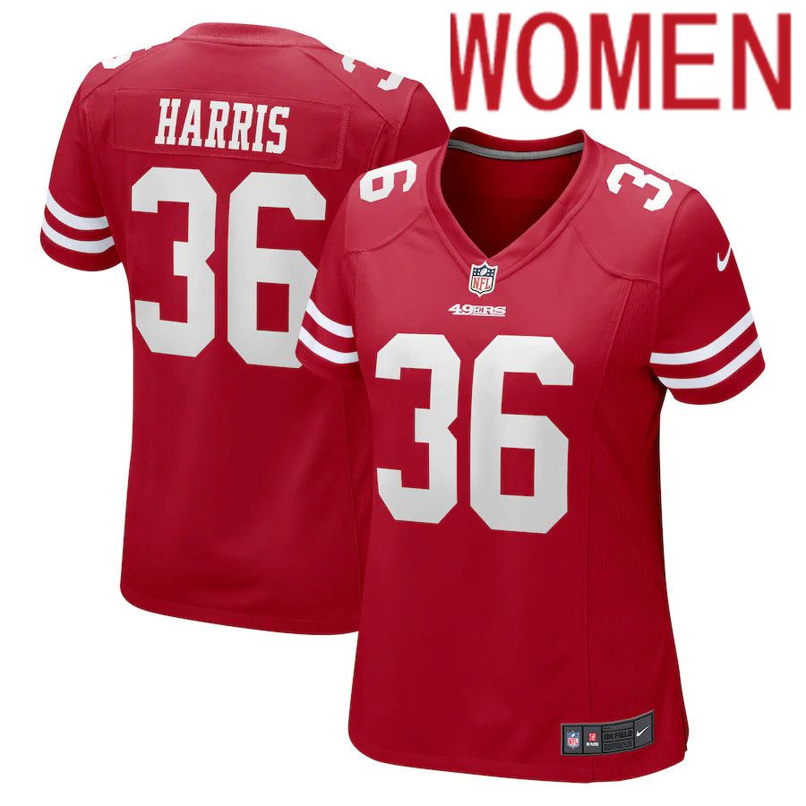 Women San Francisco 49ers #36 Marcell Harris Nike Scarlet Game NFL Jersey->women nfl jersey->Women Jersey